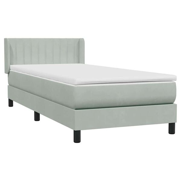 vidaXL Boxspringbett mit Matratze Hellgrau 80x210 cm Samt