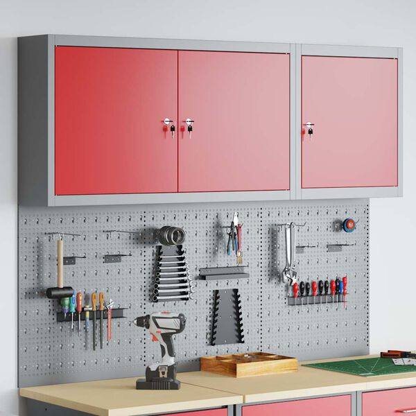 vidaXL Werkzeugschrank und Pegboard Set 5 pcs Rot 150 x 20 x 115 cm