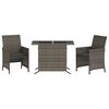 vidaXL 3-tlg. Bistro-Set mit Kissen Grau Poly Rattan