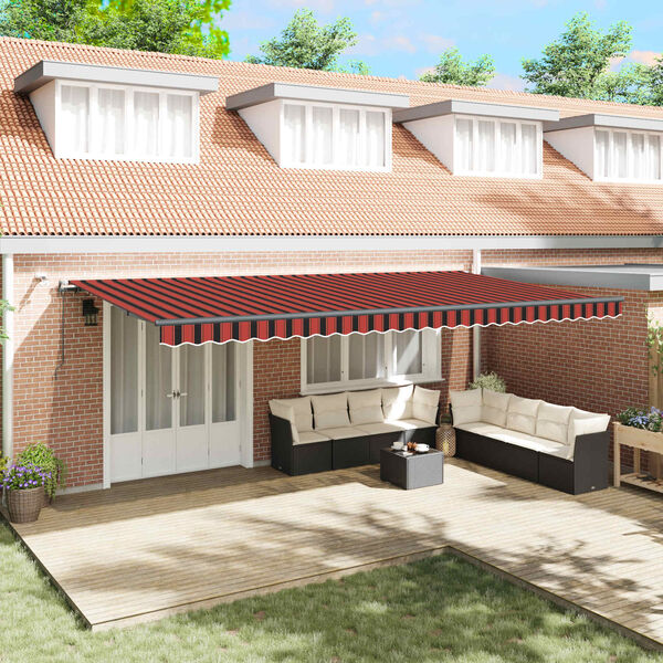 vidaXL Einziehbare Markise mit Orange und Braun 600 x 350 cm Stoff