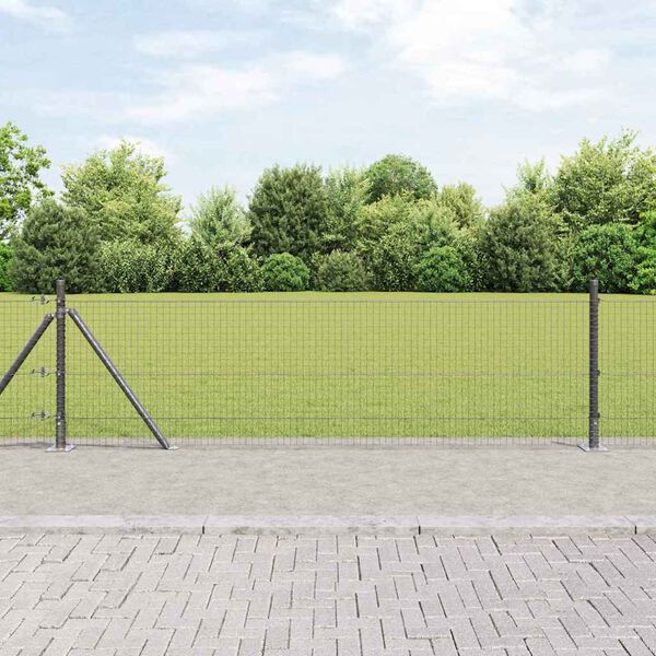 vidaXL Zaunpfosten Grau 100 x 0,4 m (25 x 25 mm Netz) Stahl und PVC