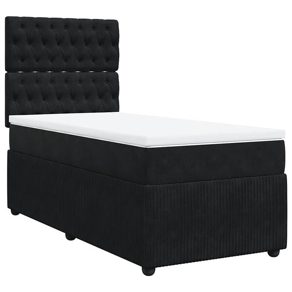 vidaXL Boxspringbett mit Matratze Schwarz 90x200 cm Samt