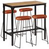 vidaXL 5-tlg. Bar-Set Raues Mangoholz und Metall