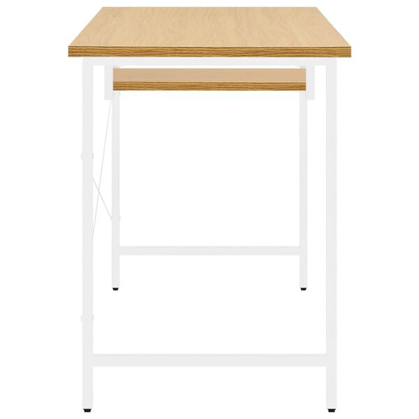 vidaXL Computertisch Wei&szlig; und Eiche Hell 105x55x72 cm MDF und Metall
