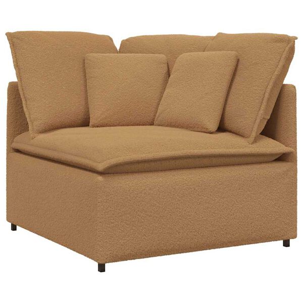 vidaXL Modulares Sofa mit Hocker Kissen Stoff in Lammwolloptik Beige