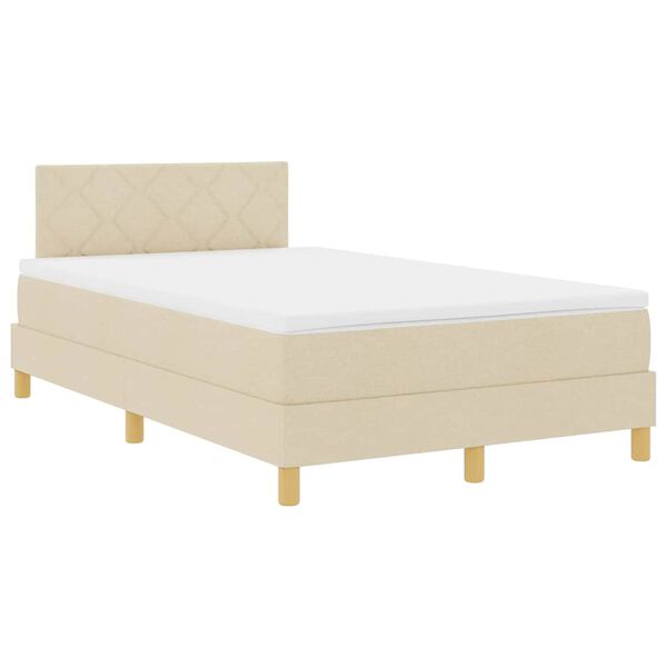 vidaXL Boxspringbett mit Matratze Creme 120 x 200 cm Stoff