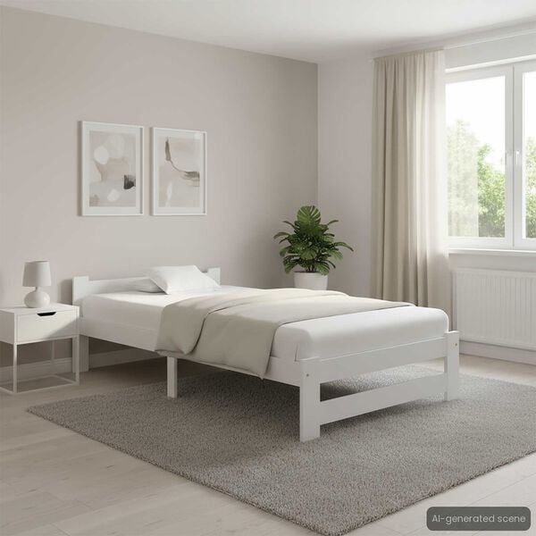 vidaXL Massivholzbett Wei&szlig; Kiefer 100x200 cm