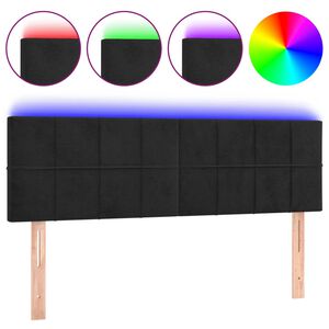 vidaXL LED Kopfteil Schwarz 144x5x78/88 cm Samt