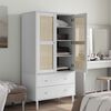 vidaXL Kleiderschrank SENJA Rattan-Optik Weiß 90x55x175 cm Kiefernholz