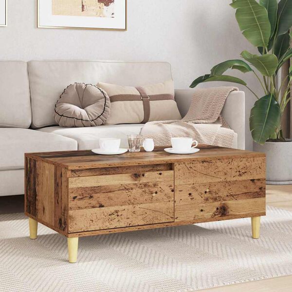 vidaXL Couchtisch mit Schubladen Altholz 90 x 50 x 35 cm Holzwerkstoff