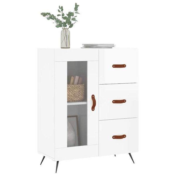 vidaXL Sideboard Hochglanz-Weiß 69,5x34x90 cm Holzwerkstoff
