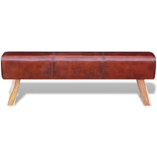 vidaXL Sitzbank Echtleder Braun 160x28x50 cm