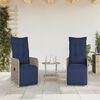vidaXL Gartenst&uuml;hle Verstellbar 2 Stk. mit Tisch Grau Poly Rattan