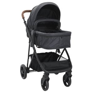 vidaXL 2-in-1 Kinderwagen Anthrazit und Schwarz Stahl