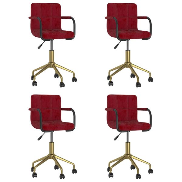 vidaXL Esszimmerst&uuml;hle 4 Stk. Drehbar Weinrot Samt