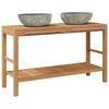 vidaXL Waschtischunterschrank Teak Massiv mit Flussstein Waschbecken