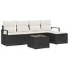 vidaXL Sofa Set 6 stk. 5-Sitzanzahl Schwarz und Creme Poly-Rattan