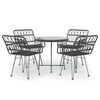 vidaXL 5-tlg. Garten-Essgruppe Schwarz Poly Rattan