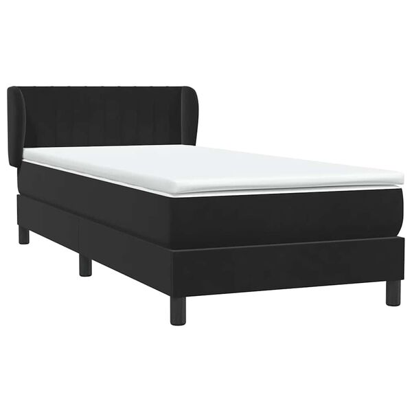 vidaXL Boxspringbett mit Matratze Schwarz 90x210 cm Samt