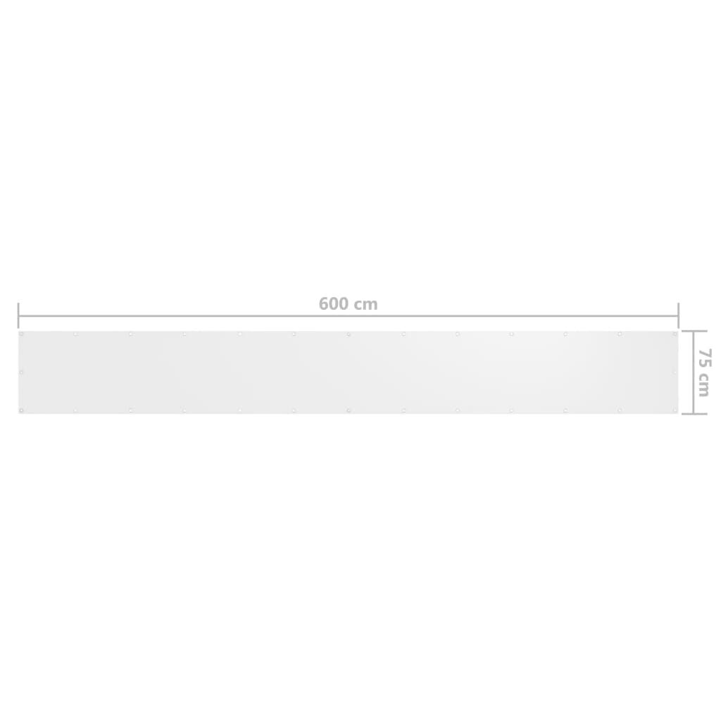 vidaXL Balkonsichtschutz Weiß 75x600cm Oxford-Gewebe Balkonbespannung Terrasse 