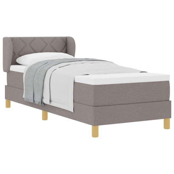 vidaXL Boxspringbett mit Matratze mit Kopfteil Taupe 80 x 200 cm Stoff