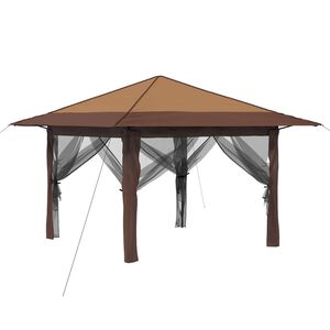 vidaXL Gazebo mit 4 Seitenw&auml;nden 3,3 x 3,3 m Beige und Braun