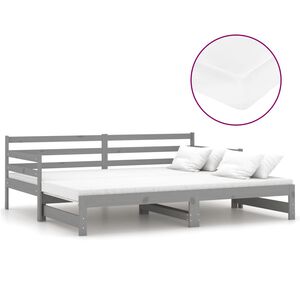 vidaXL Ausziehbares Tagesbett 2x(90x200) cm Grau Massivholz Kiefer