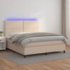 vidaXL Boxspringbett mit Matratze & LED Cappuccino-Braun 140x200cm