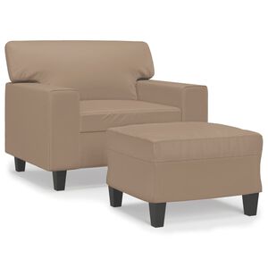 vidaXL Sessel mit Hocker Cappuccino-Braun 60 cm Kunstleder