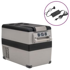 vidaXL K&uuml;hlbox mit Griff und Adapter Schwarz und Grau 35 L PP & PE