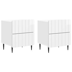 vidaXL Nachttisch 2 pcs Hochglanz Wei&szlig; 43 x 34,5 x 49,5 cm
