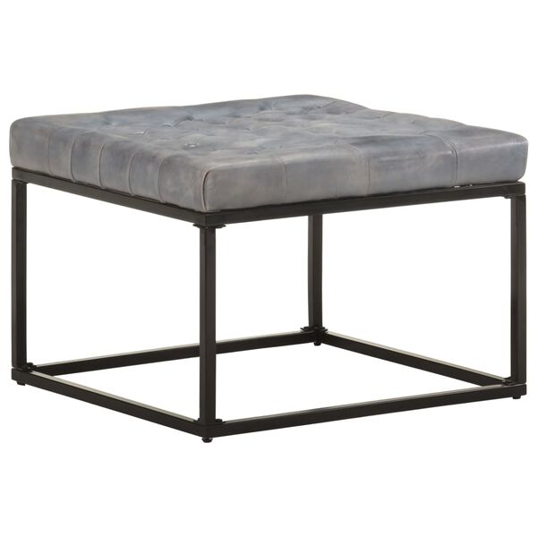 vidaXL Pouf Grau 62x62x47 cm Echtleder