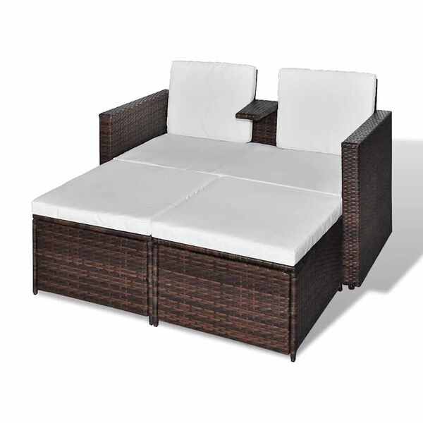 vidaXL 4-tlg. Garten-Lounge-Set mit Kissen Poly Rattan Braun