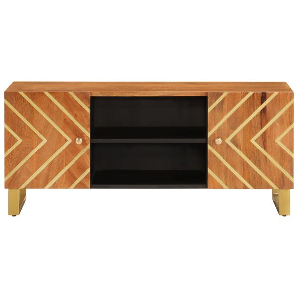vidaXL TV-Schrank Braun und Schwarz 105x33,5x46 cm Massivholz Mango