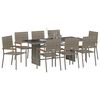 vidaXL Garten Essgruppe 9 pcs Grau Poly-Rattan