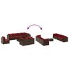 vidaXL 9-tlg. Garten-Lounge-Set mit Kissen Braun Poly Rattan