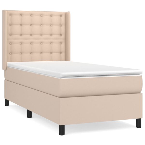 vidaXL Boxspringbett Matratze Cappuccino-Braun 100x200cm Kunstleder