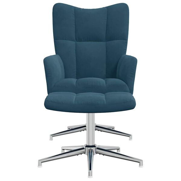 vidaXL Relaxsessel mit Hocker Blau Samt