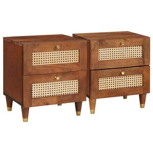vidaXL Nachttisch 2 stk. Braun 40 x 33 x 46 cm Massivholz Akazie