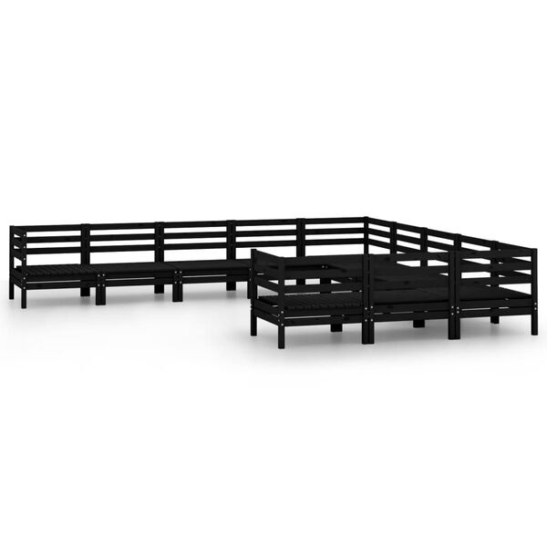 vidaXL 11-tlg. Garten-Lounge-Set Schwarz Massivholz Kiefer