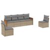 vidaXL 6-tlg. Garten-Sofagarnitur mit Kissen Beige Poly Rattan
