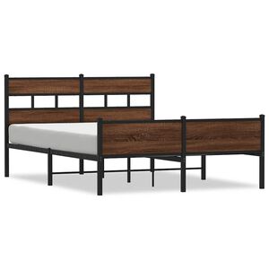 vidaXL Metallbett ohne Matratze Braun Eichen-Optik 160x200 cm