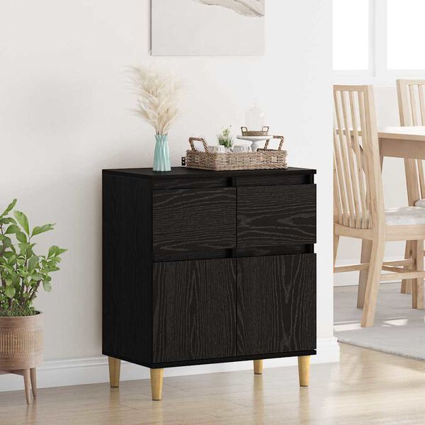 vidaXL Sideboard Schwarz Eichen-Optik 60 x 35 x 70 cm Holzwerkstoff