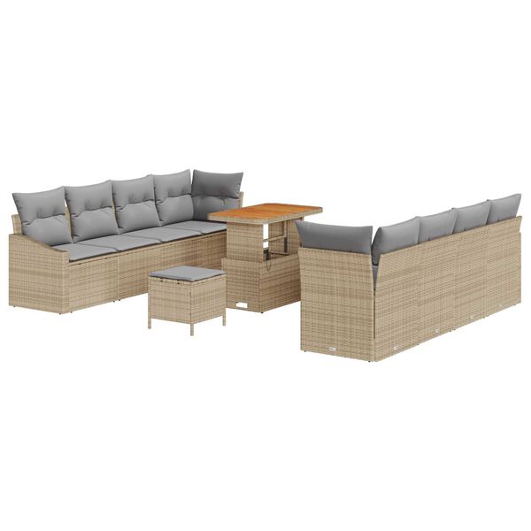 vidaXL Garten-Sofa-Set mit Kissen mit Kissen 11 pcs Beige und Hellgrau