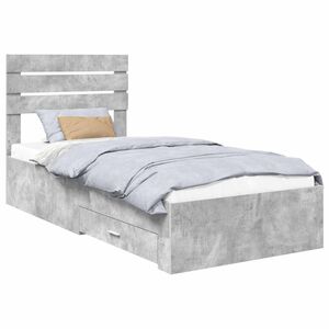 vidaXL Bettrahmen Beton Grau und Silber 70 x 190 cm Holzwerkstoff