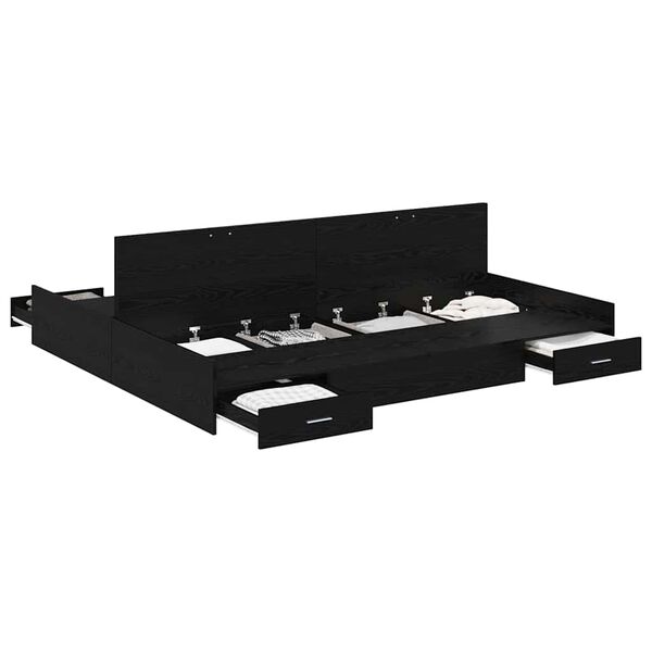 vidaXL Aufbewahrungsbettgestell Schwarz Eichen-Optik 180 x 200 cm