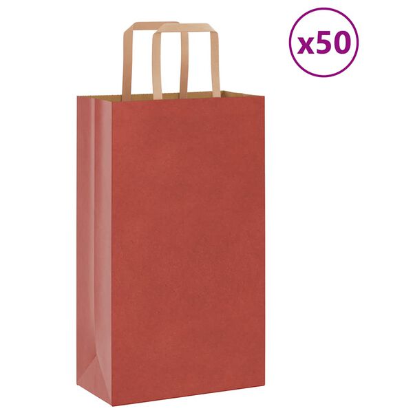 vidaXL Papiertragetaschen 50 Stk. mit Henkeln Rot 21x11x36 cm