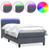 vidaXL Boxspringbett mit Matratze & LED Dunkelgrau 100x220 cm Samt