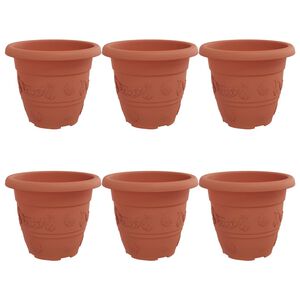 vidaXL Runder Blumentopf 6 pcs Ziegelrot &Oslash; 26 x 21,5 cm Kunststoff