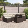 vidaXL Garten-Sofa-Set mit Kissen mit Speicher 7 pcs Braun Poly Rattan